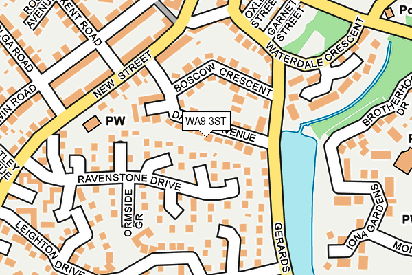 WA9 3ST map - OS OpenMap – Local (Ordnance Survey)