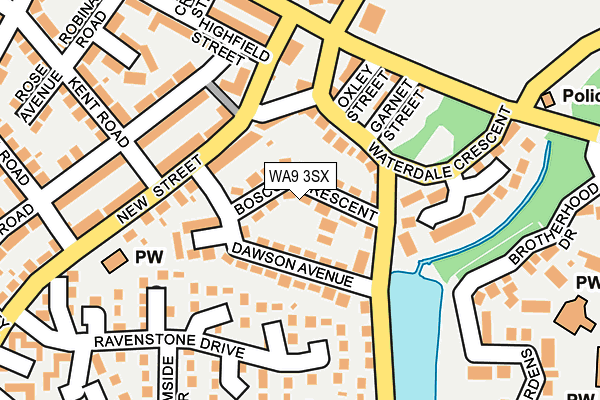 WA9 3SX map - OS OpenMap – Local (Ordnance Survey)