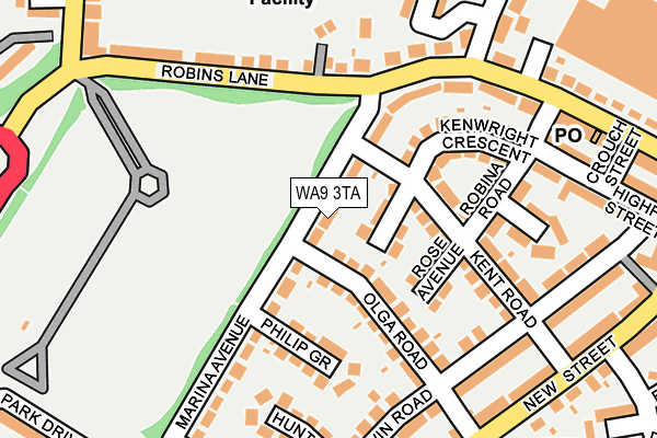 WA9 3TA map - OS OpenMap – Local (Ordnance Survey)