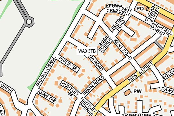 WA9 3TB map - OS OpenMap – Local (Ordnance Survey)