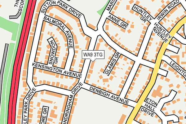 WA9 3TG map - OS OpenMap – Local (Ordnance Survey)