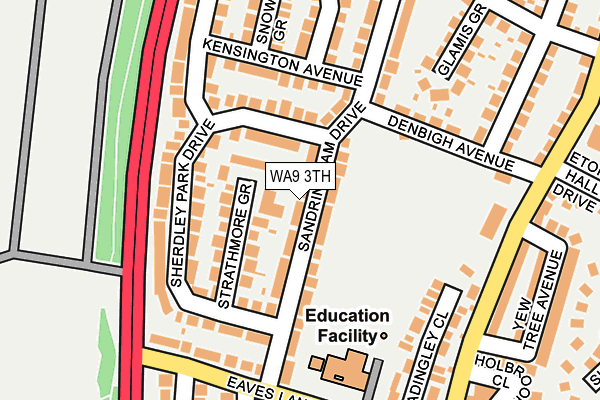 WA9 3TH map - OS OpenMap – Local (Ordnance Survey)