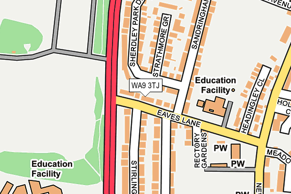 WA9 3TJ map - OS OpenMap – Local (Ordnance Survey)