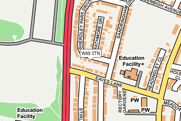 WA9 3TN map - OS OpenMap – Local (Ordnance Survey)