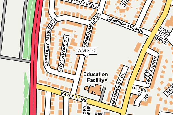WA9 3TQ map - OS OpenMap – Local (Ordnance Survey)