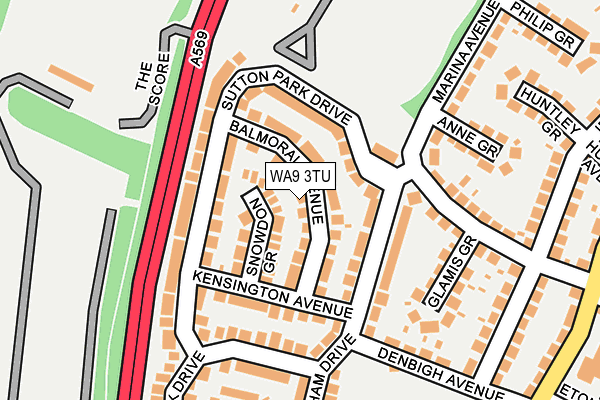 WA9 3TU map - OS OpenMap – Local (Ordnance Survey)