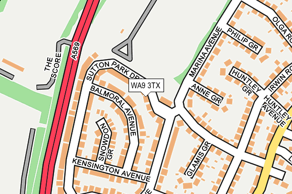 WA9 3TX map - OS OpenMap – Local (Ordnance Survey)