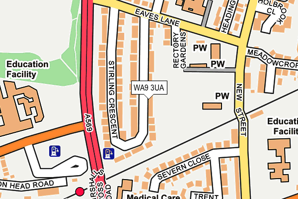 WA9 3UA map - OS OpenMap – Local (Ordnance Survey)