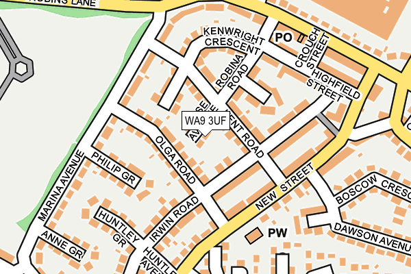 WA9 3UF map - OS OpenMap – Local (Ordnance Survey)