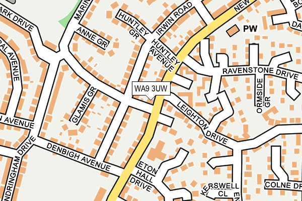 WA9 3UW map - OS OpenMap – Local (Ordnance Survey)