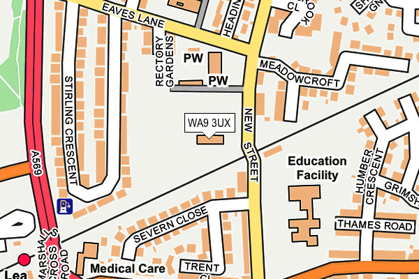 WA9 3UX map - OS OpenMap – Local (Ordnance Survey)
