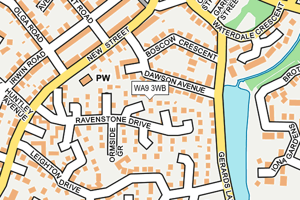 WA9 3WB map - OS OpenMap – Local (Ordnance Survey)