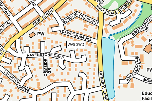 WA9 3WD map - OS OpenMap – Local (Ordnance Survey)