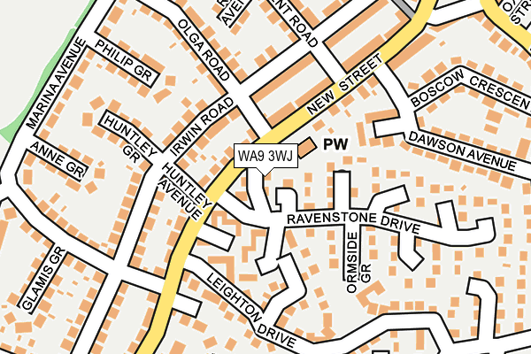 WA9 3WJ map - OS OpenMap – Local (Ordnance Survey)