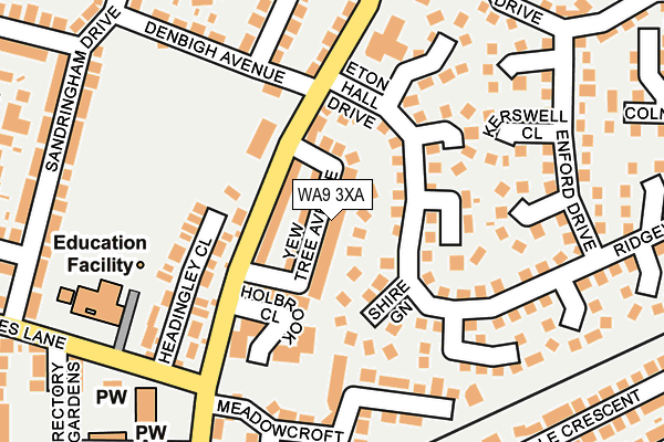 WA9 3XA map - OS OpenMap – Local (Ordnance Survey)
