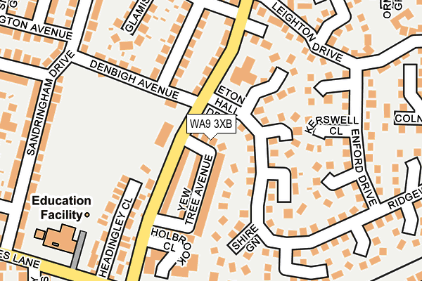 WA9 3XB map - OS OpenMap – Local (Ordnance Survey)