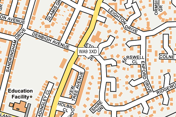 WA9 3XD map - OS OpenMap – Local (Ordnance Survey)