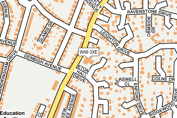 WA9 3XE map - OS OpenMap – Local (Ordnance Survey)
