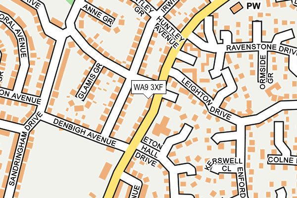 WA9 3XF map - OS OpenMap – Local (Ordnance Survey)
