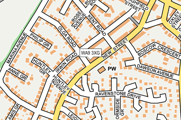 WA9 3XG map - OS OpenMap – Local (Ordnance Survey)