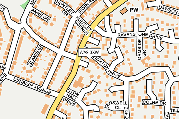 WA9 3XW map - OS OpenMap – Local (Ordnance Survey)