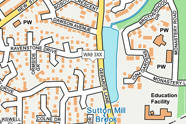 WA9 3XX map - OS OpenMap – Local (Ordnance Survey)