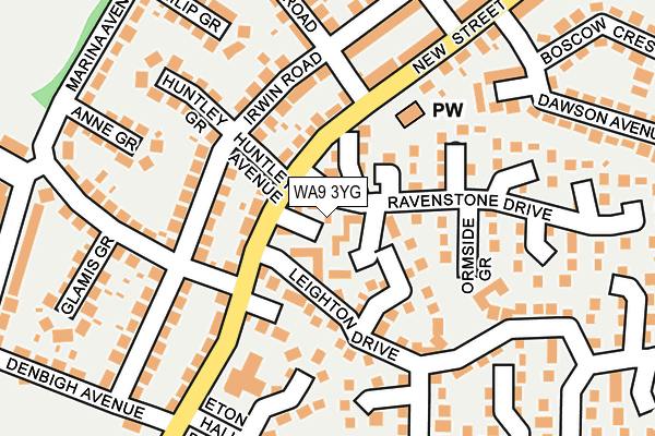 WA9 3YG map - OS OpenMap – Local (Ordnance Survey)