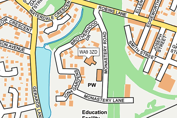 WA9 3ZD map - OS OpenMap – Local (Ordnance Survey)