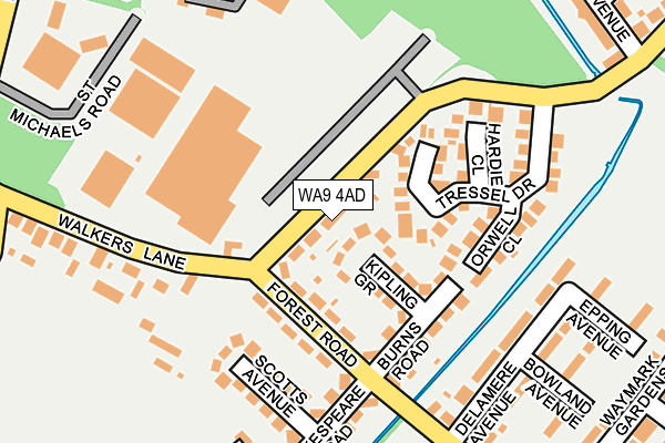 WA9 4AD map - OS OpenMap – Local (Ordnance Survey)