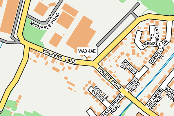 WA9 4AE map - OS OpenMap – Local (Ordnance Survey)
