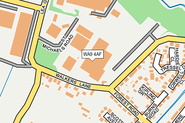 WA9 4AF map - OS OpenMap – Local (Ordnance Survey)