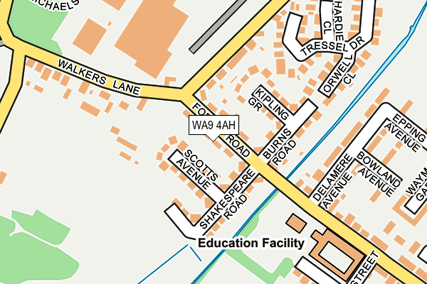 WA9 4AH map - OS OpenMap – Local (Ordnance Survey)