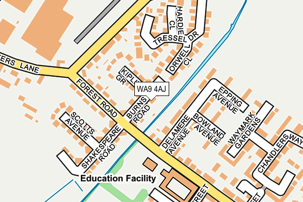 WA9 4AJ map - OS OpenMap – Local (Ordnance Survey)