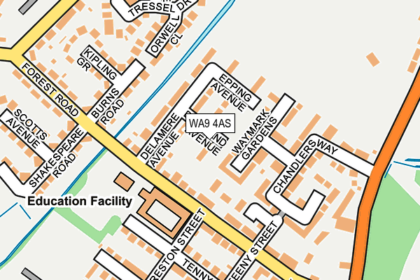 WA9 4AS map - OS OpenMap – Local (Ordnance Survey)