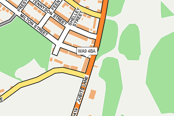 WA9 4BA map - OS OpenMap – Local (Ordnance Survey)