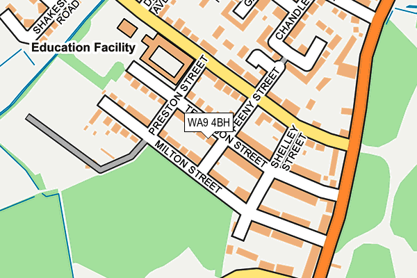 WA9 4BH map - OS OpenMap – Local (Ordnance Survey)