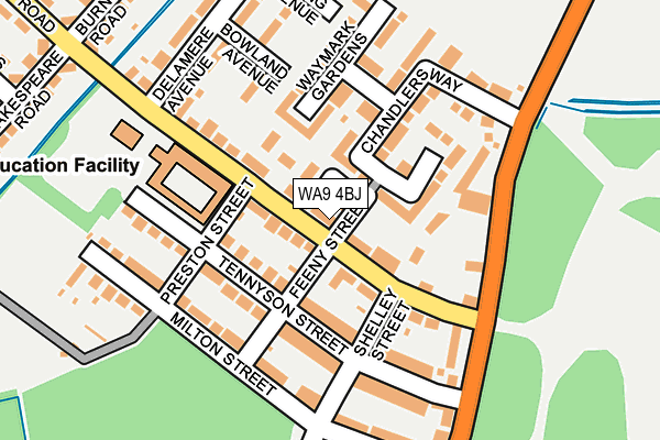 WA9 4BJ map - OS OpenMap – Local (Ordnance Survey)
