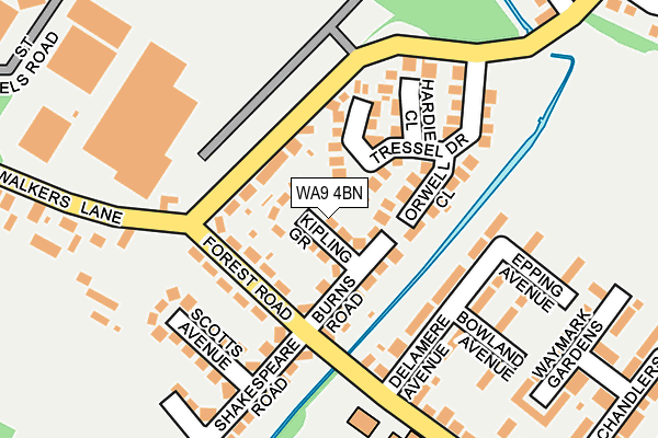 WA9 4BN map - OS OpenMap – Local (Ordnance Survey)