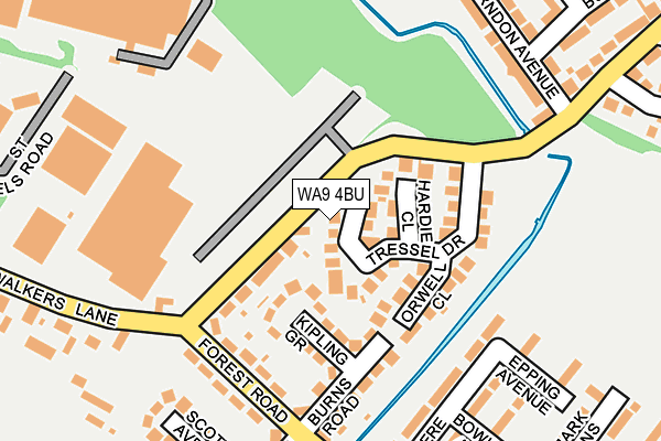 WA9 4BU map - OS OpenMap – Local (Ordnance Survey)