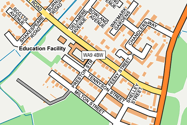 WA9 4BW map - OS OpenMap – Local (Ordnance Survey)