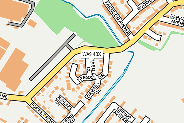 WA9 4BX map - OS OpenMap – Local (Ordnance Survey)