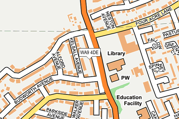 WA9 4DE map - OS OpenMap – Local (Ordnance Survey)