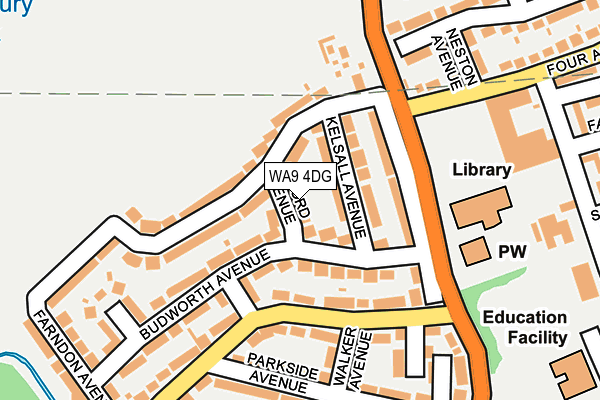 WA9 4DG map - OS OpenMap – Local (Ordnance Survey)