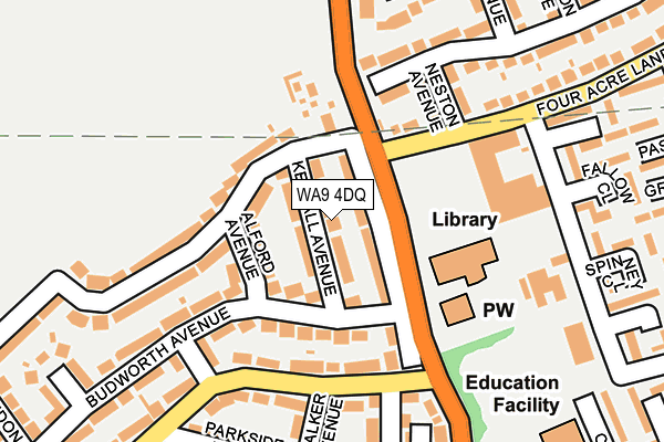 WA9 4DQ map - OS OpenMap – Local (Ordnance Survey)