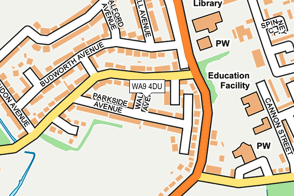 WA9 4DU map - OS OpenMap – Local (Ordnance Survey)