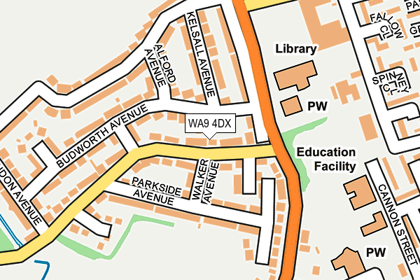 WA9 4DX map - OS OpenMap – Local (Ordnance Survey)