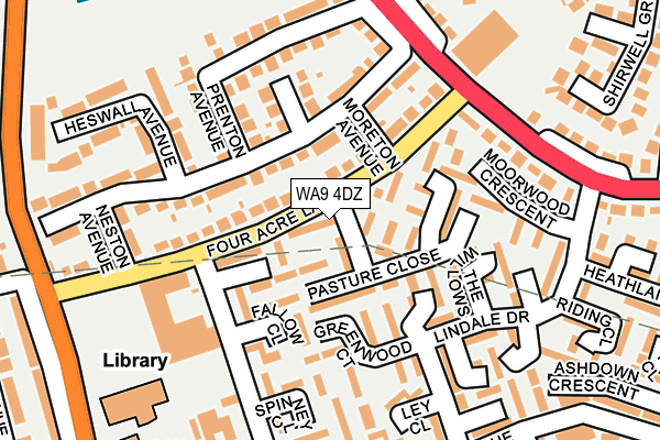 WA9 4DZ map - OS OpenMap – Local (Ordnance Survey)