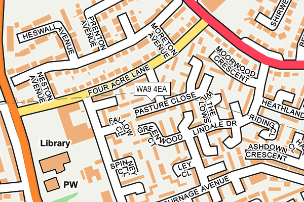 WA9 4EA map - OS OpenMap – Local (Ordnance Survey)