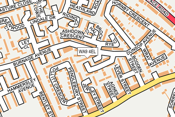 WA9 4EL map - OS OpenMap – Local (Ordnance Survey)