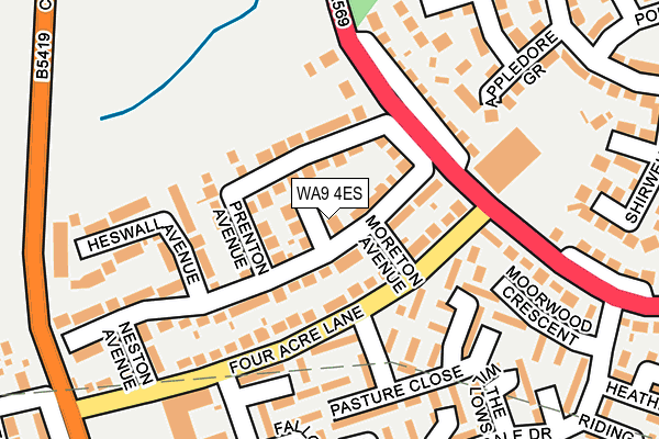 WA9 4ES map - OS OpenMap – Local (Ordnance Survey)